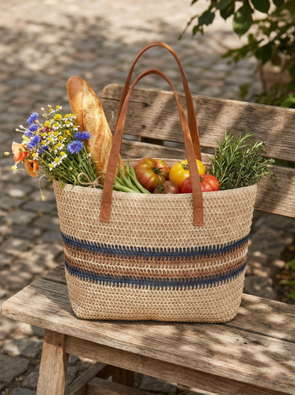 Artisanal Handwoven Large Tote for Summer Vacation