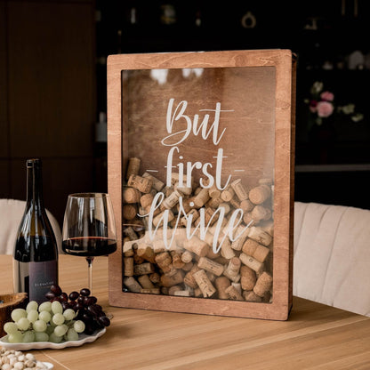 Wine Cork Box – But First, Wine