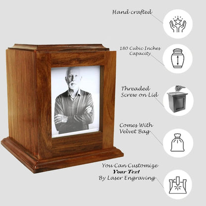 Portrait Urn with Photo Total Size 7"x7"x8"