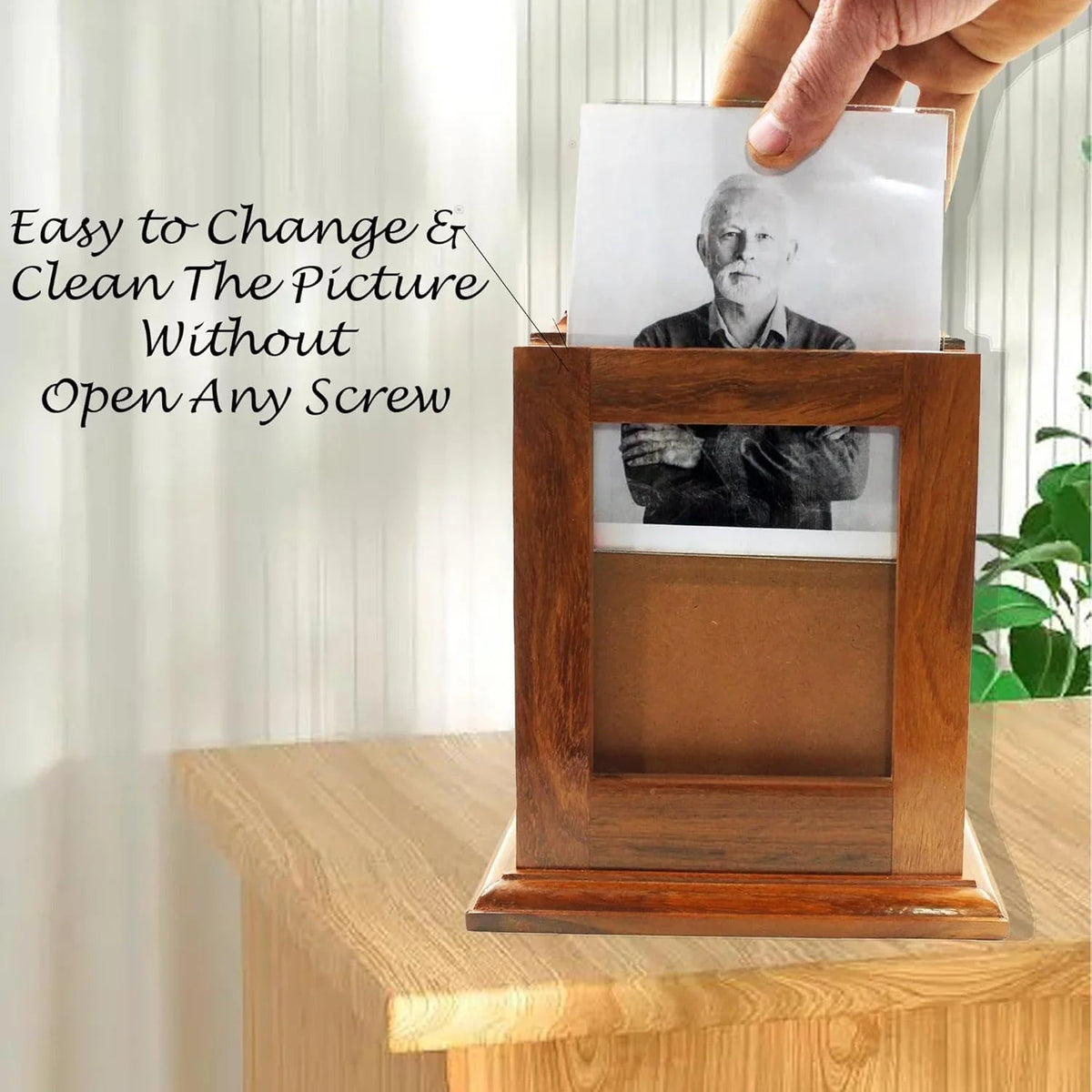 Portrait Urn with Photo Total Size 7"x7"x8"