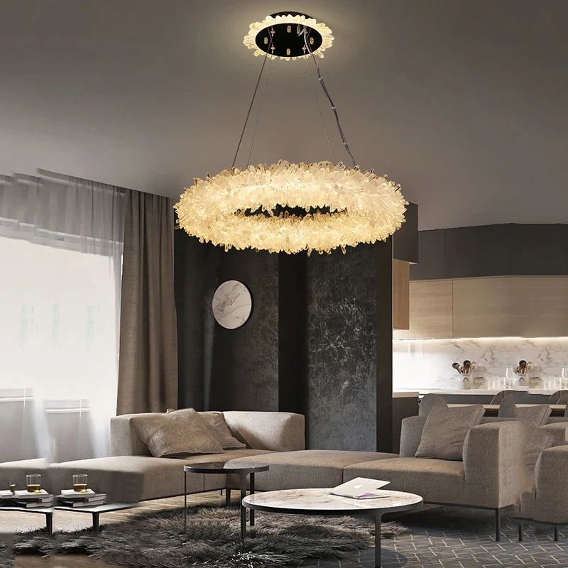 Crystal Brass Round Chandelier