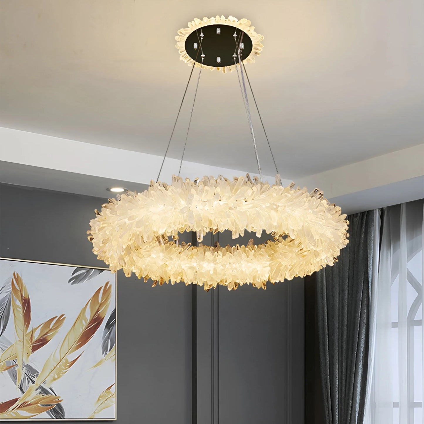 Crystal Brass Round Chandelier