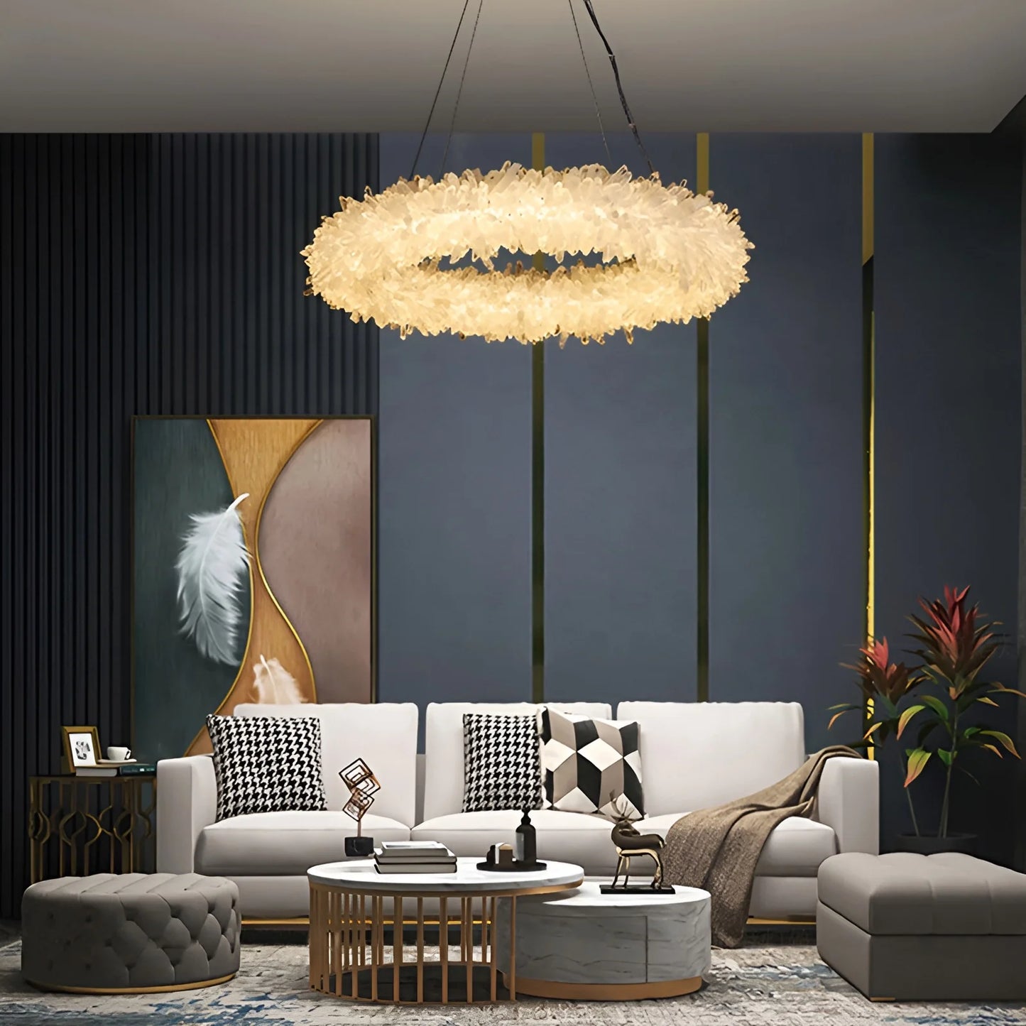 Crystal Brass Round Chandelier