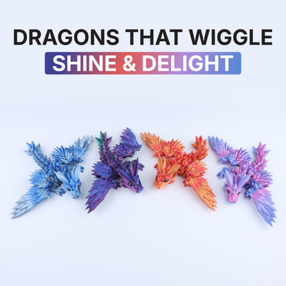 3D Printed Crystal Wing Tadling Dragon Fidget Toy – Articulated Fantasy Desk Toy Gift