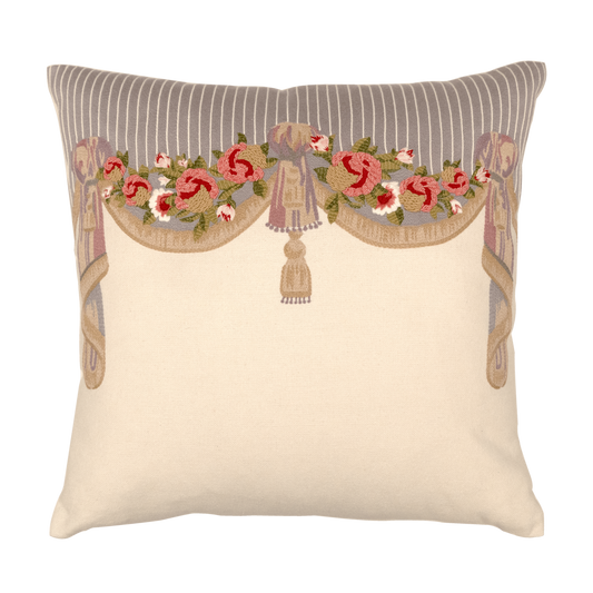 Hand Embroidered Tapestry Silk Pillow Cover 20" x 20"