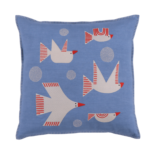 Hand Embroidered Birds Pillow Cover 20" x 20"