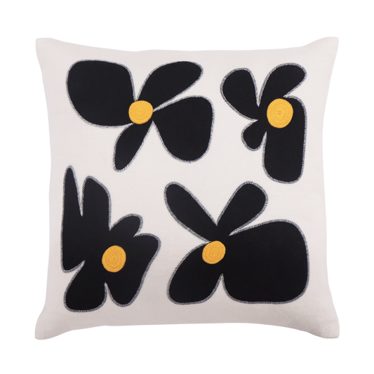 Hand Embroidered Bouquet Pillow Cover 20" x 20"