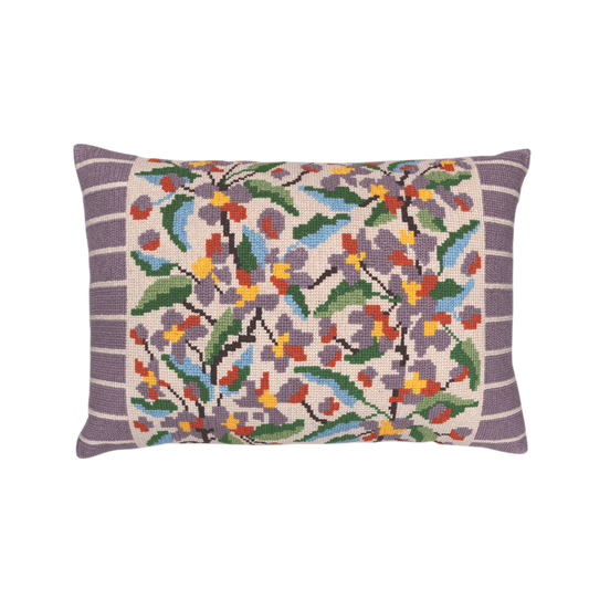Hand Embroidered Cross-Stitch Pillow Cover 14" x 20"