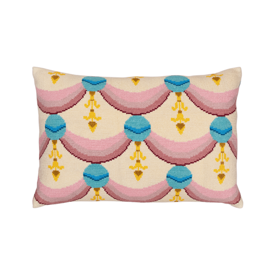 Hand Embroidered Cross-Stitch Pillow Cover 14" x 20"