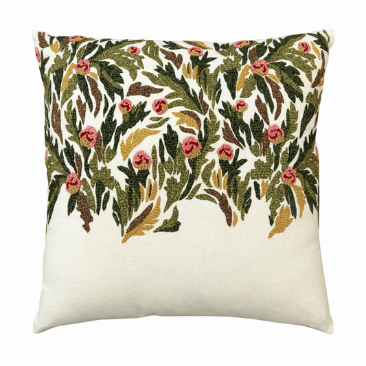 Hand Embroidered Tapestry Silk Pillow Cover 20" x 20"