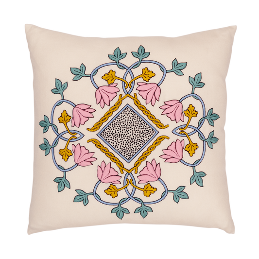 Hand Embroidered Merino Wool Pillow Cover 20" x 20"