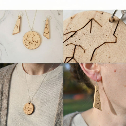 Personalized Star-Chart Olivewood Ascent Earrings