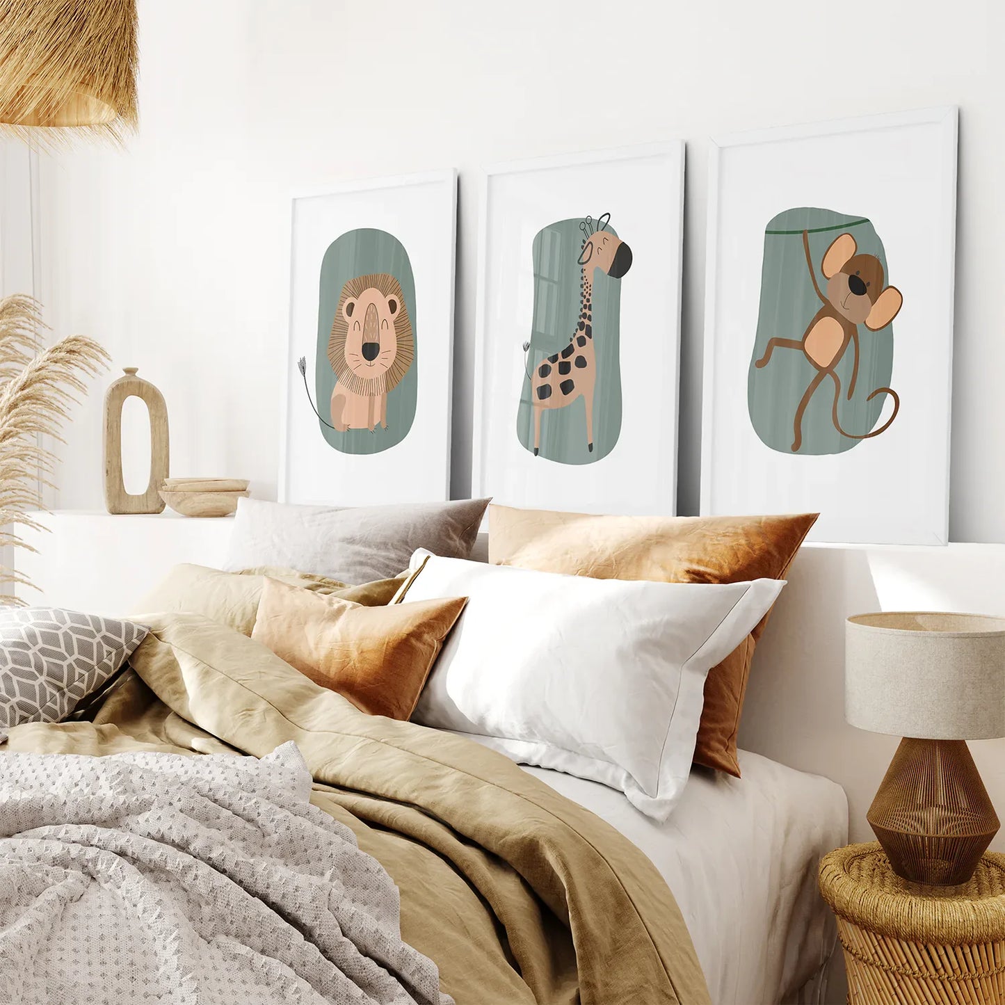 Cute Safari Baby Animals Set of 3 Art Prints