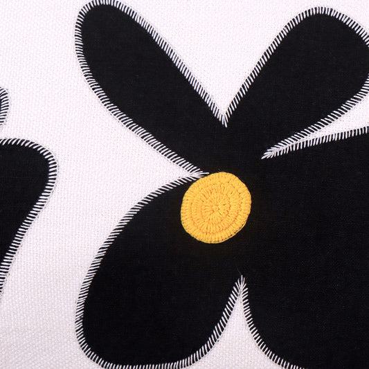 Hand Embroidered Bouquet Pillow Cover 20" x 20"