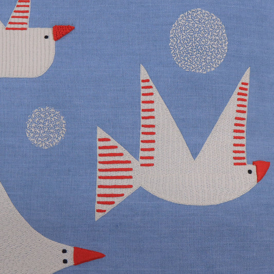 Hand Embroidered Birds Pillow Cover 20" x 20"