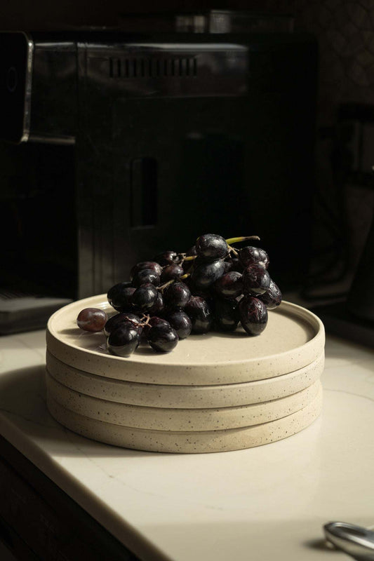Handmade Stoneware Pottery Plate — White with Speckles