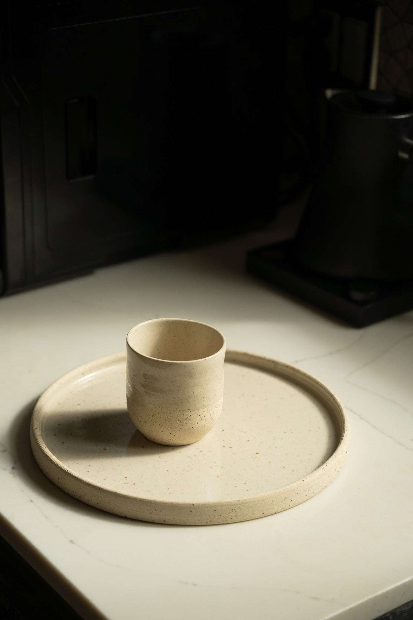 Handmade Small Coffee Cup – Rustic White Speckled Stoneware