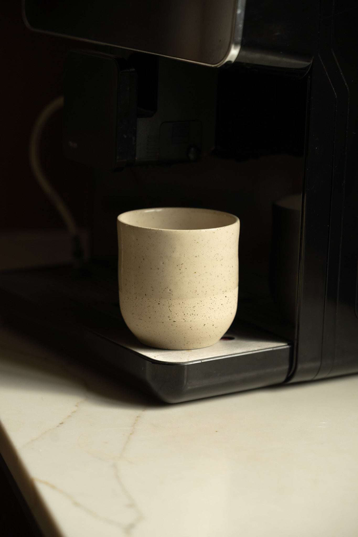Handmade Small Coffee Cup – Rustic White Speckled Stoneware