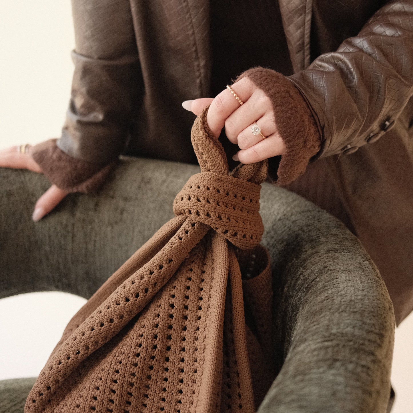 Brown Crochet Handbag