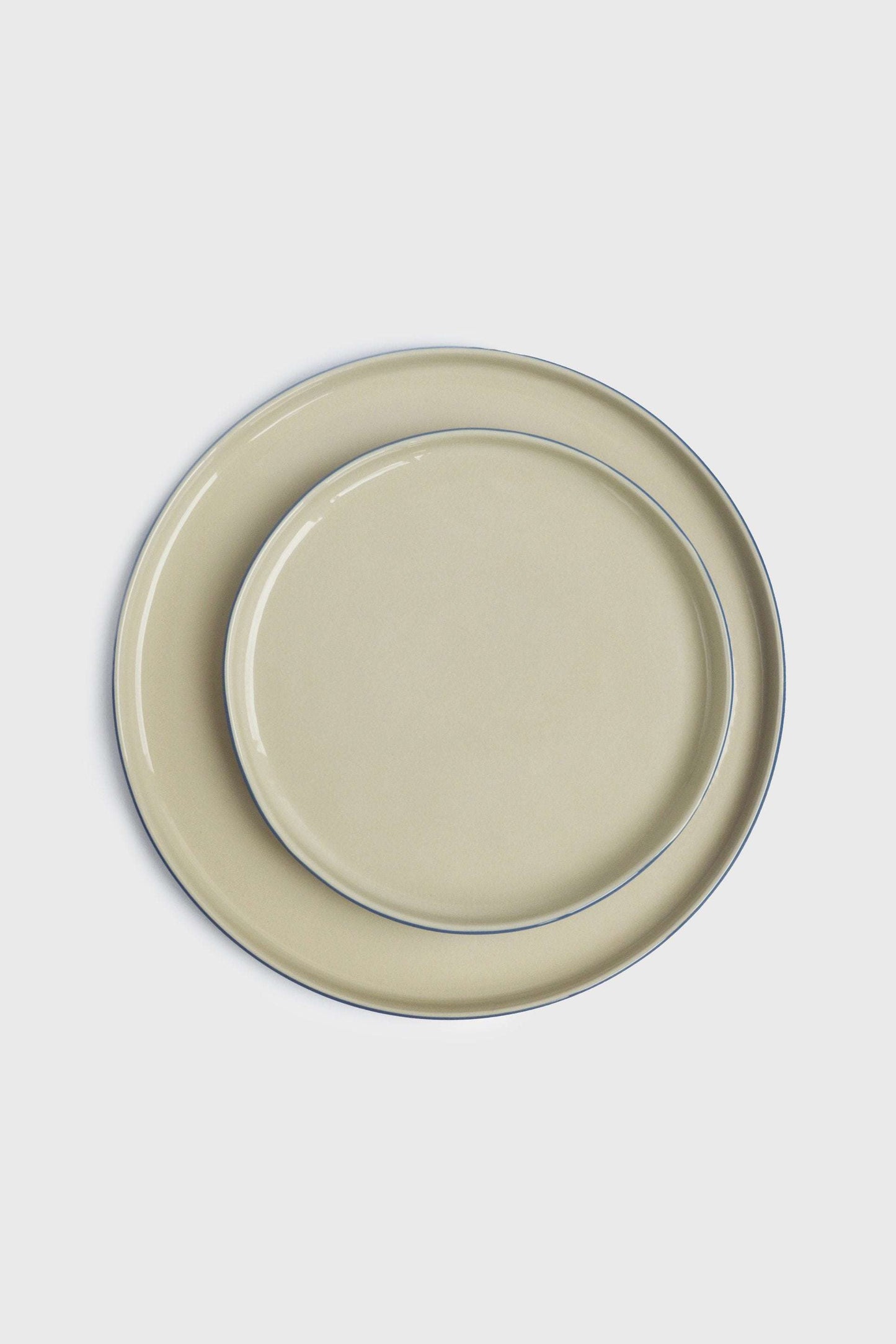 Handmade Blue Porcelain Dinner Plates. Forget-me-not/Chocolate