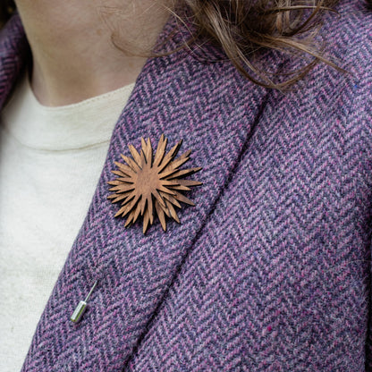 Wood Brooch | Sunburst Chrysanthemum