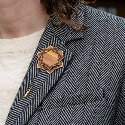 Wood Brooch | Layered Lotus