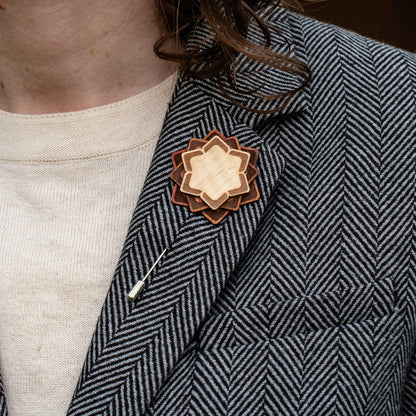 Wood Brooch | Layered Lotus