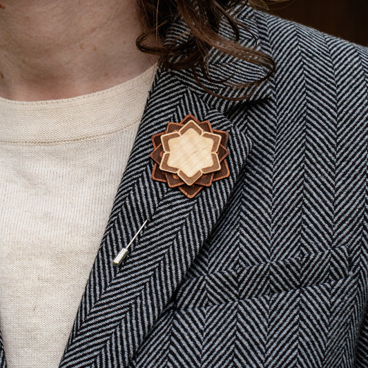 Wooden Brooch | Layered Lotus