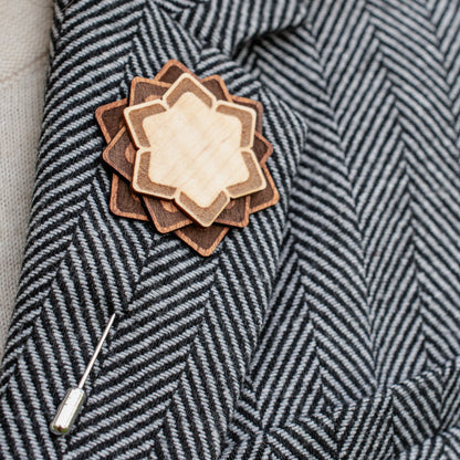 Wood Brooch | Layered Lotus