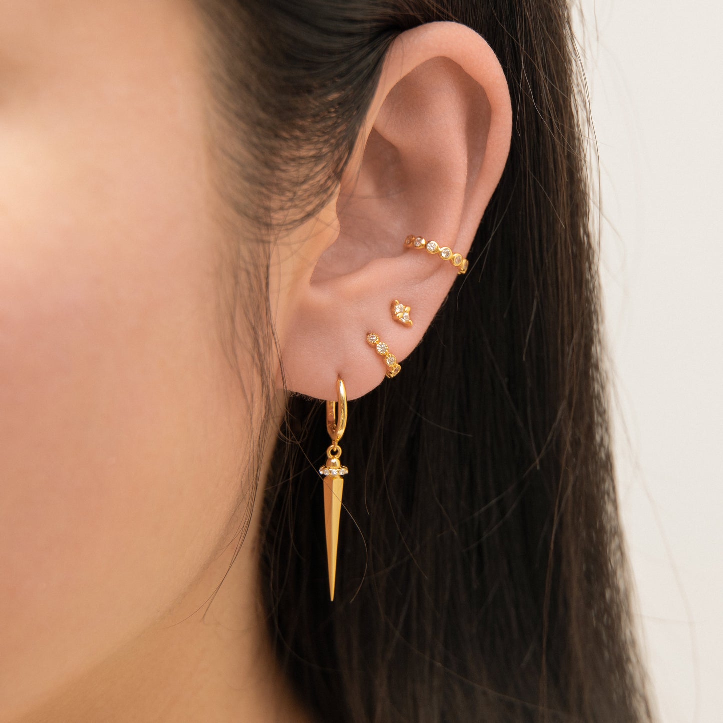 Large Spike Dangle Statement Hoop Earrings