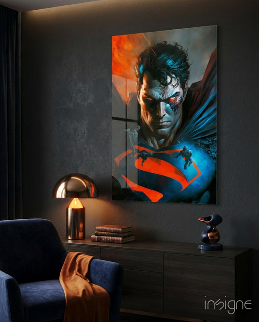Bloody Superman Glass Wall Art  || Designer Collection