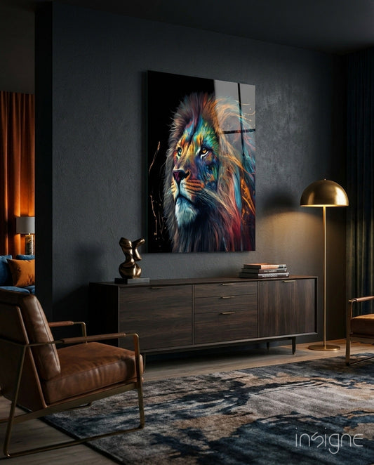 Nobility of the Lion Glass Wall Art  || Designer Collection