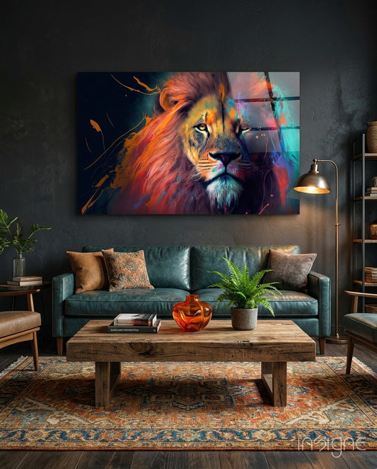 Nobility of the Lion Glass Wall Art  || Designer Collection