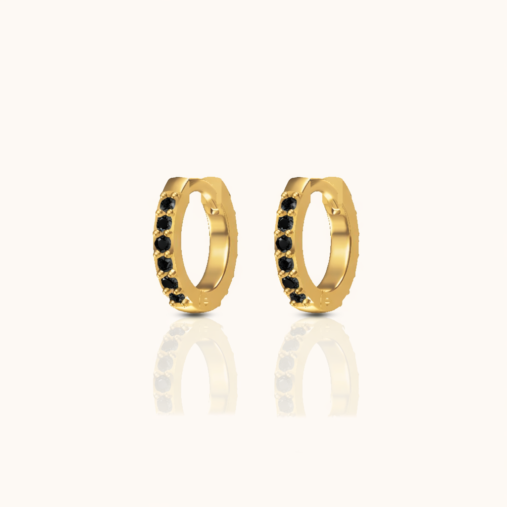 Dainty Black Zircon Huggie Hoops