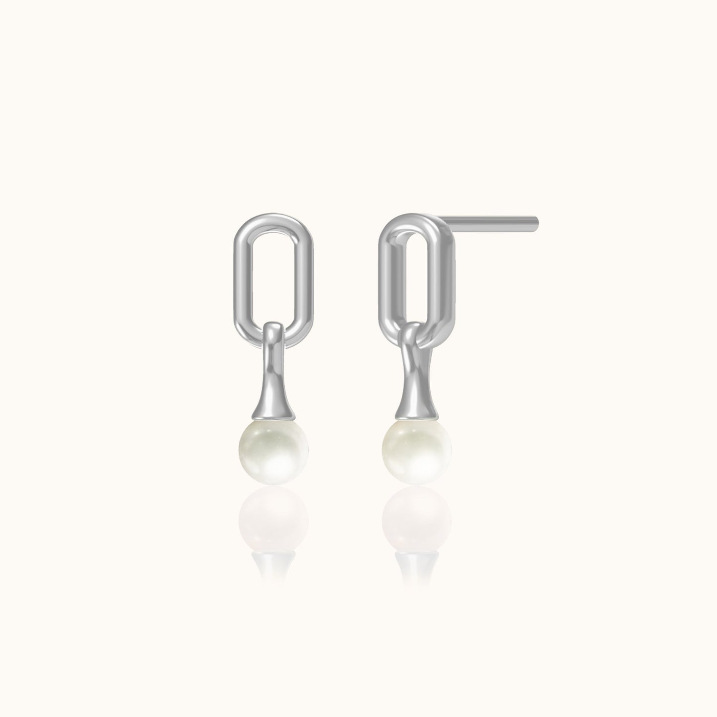 Dangle Natural Pearl Square Stud Earrings