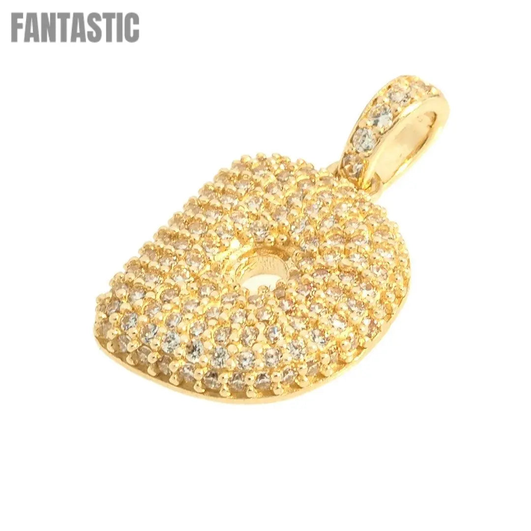 14K Gold CZ Initial Letter D Pendant