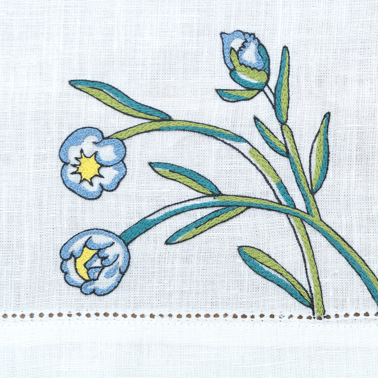 Hand Embroidered Floral Fresco Placemats 14" × 18" (Set of 4)