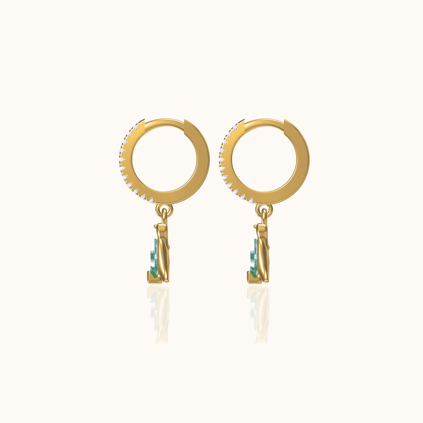 Dinosaur CZ Dangle Hoop Earrings