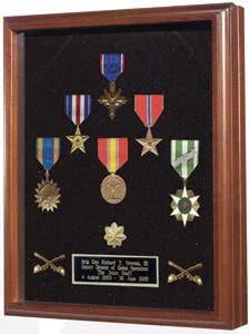 Medal Case - Wood shadow box, Shadow box to show all of your med, Cherry finish.