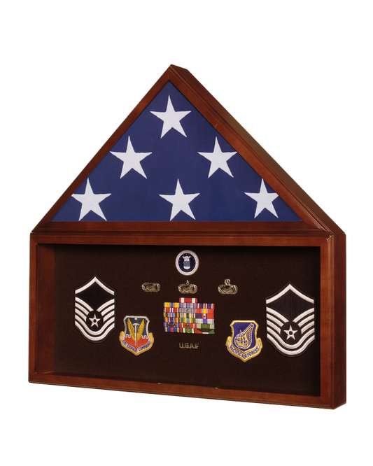 Large Military Shadow Box Frame Memorial Burial Funeral Flag Display Case