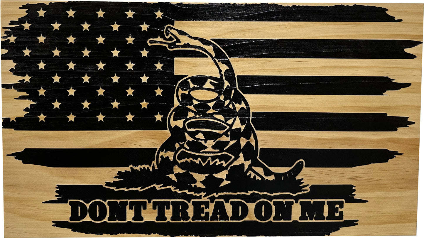 Dont Tread on Me Concealment Shelf - Quick Access Patriotic Hidden Gun Storage with Magnetic Lock - Safe & Secure Gun Concealment Furniture (Distressed)