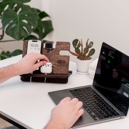 Wooden Docking Station – Personalized Gift for Him