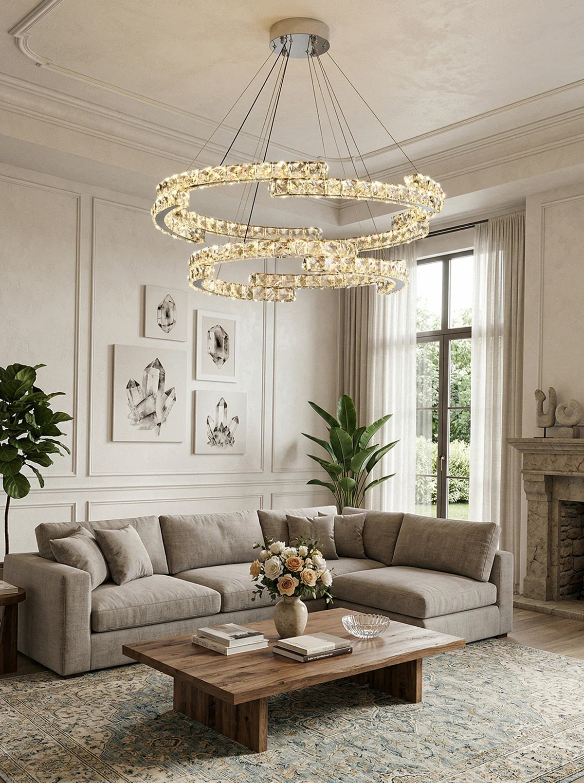 Double Ring Crystal Chandelier