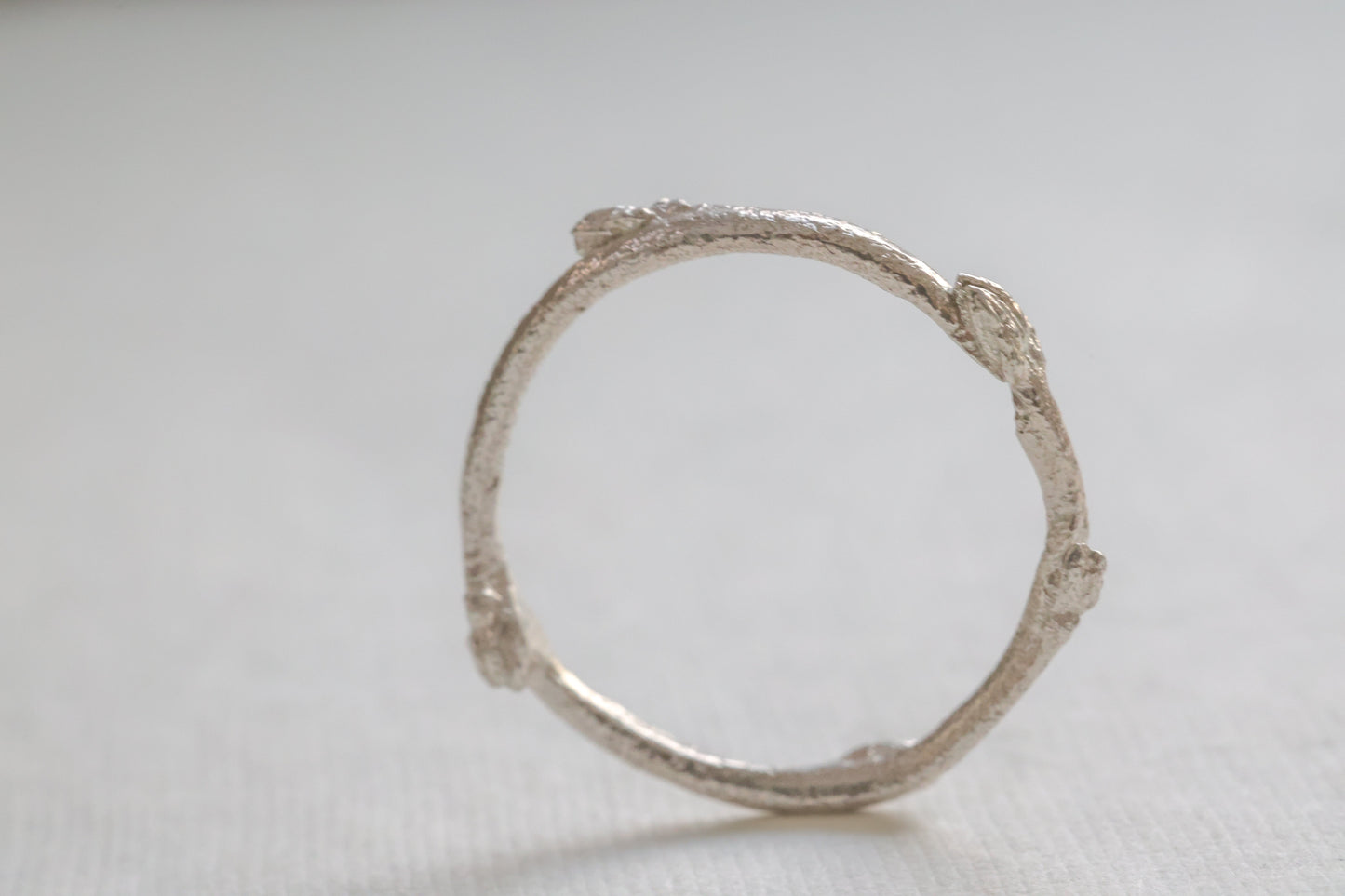 Budding twig ring Size 8, stackable rings, Maine forest botanical jewelry, recycled sterling silver, hand carved