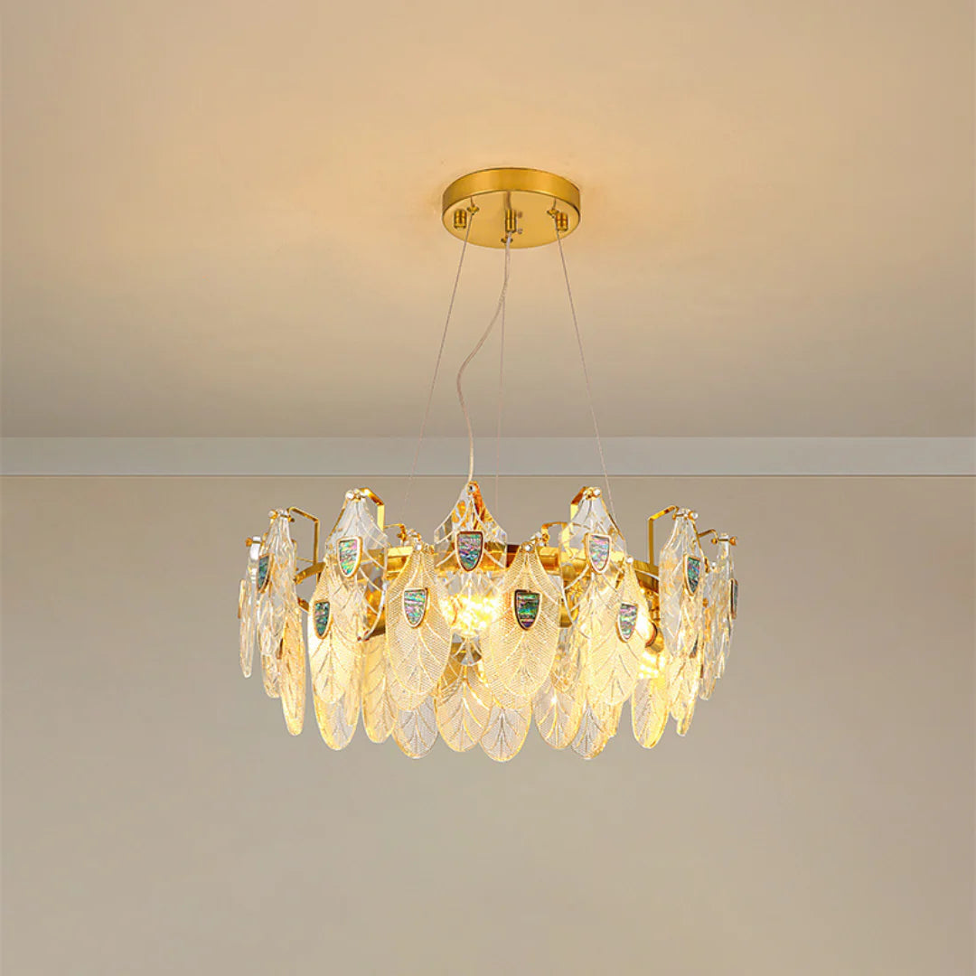 Feather Crystal Abalone Chandelier