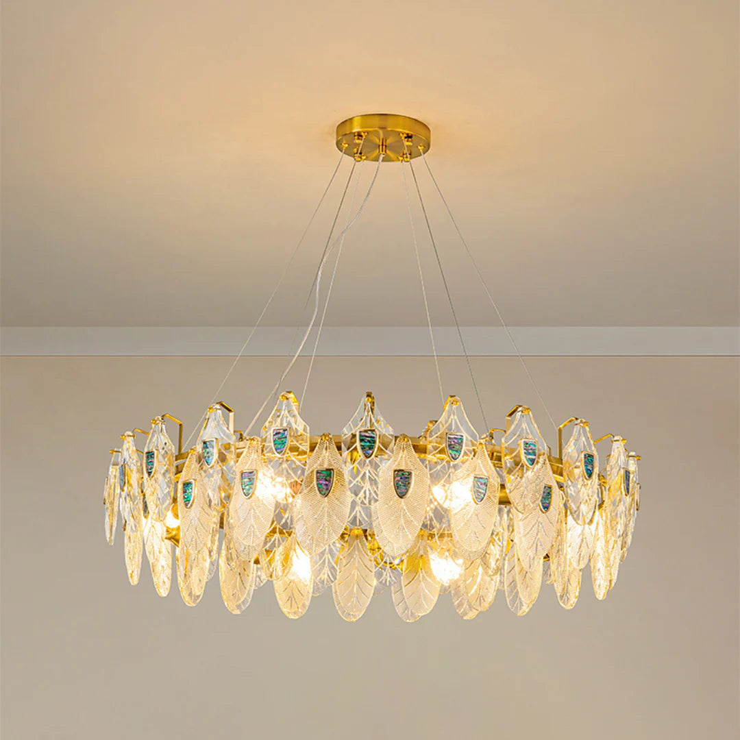 Feather Crystal Abalone Chandelier