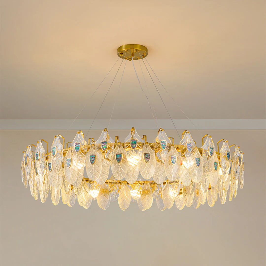 Feather Crystal Abalone Chandelier