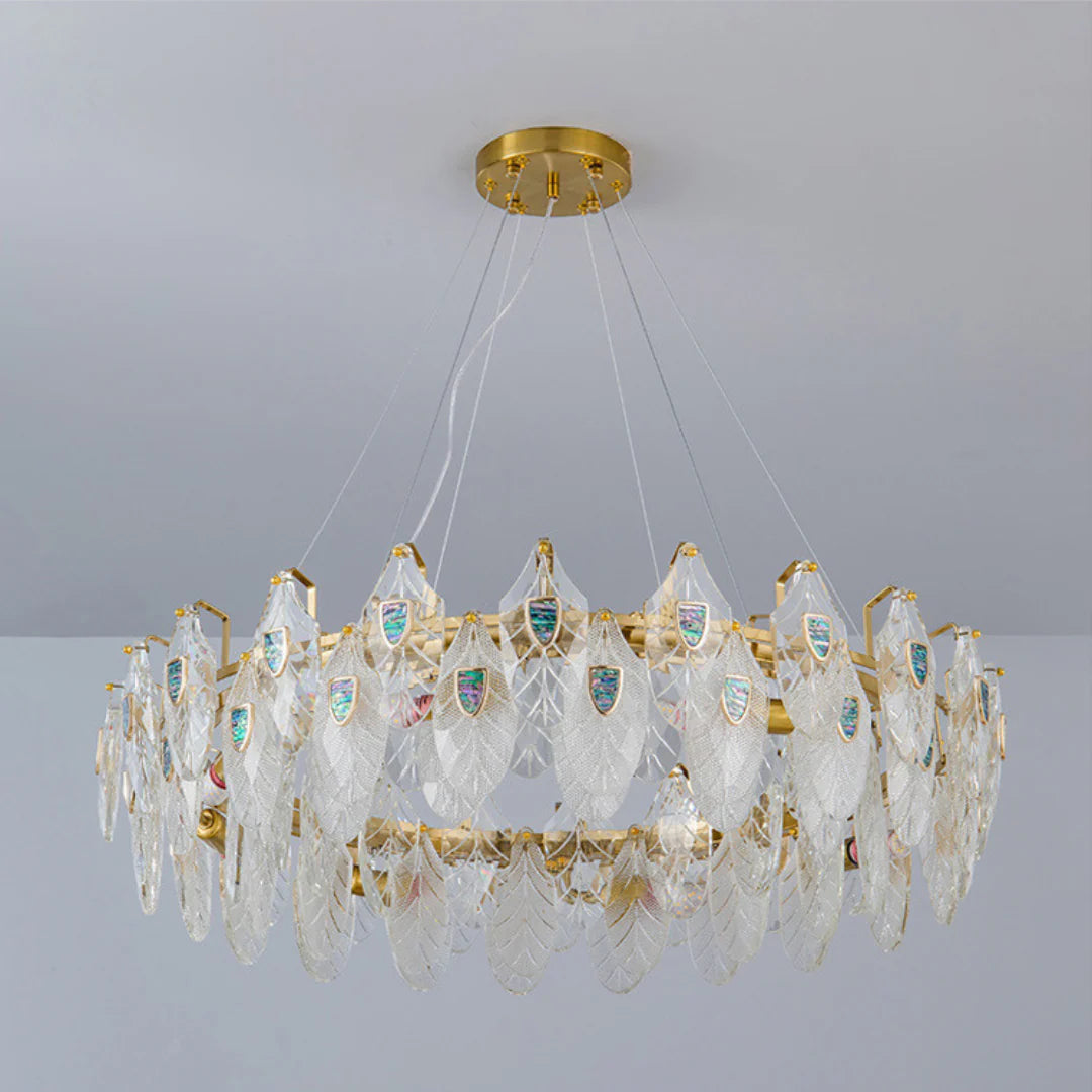Feather Crystal Abalone Chandelier