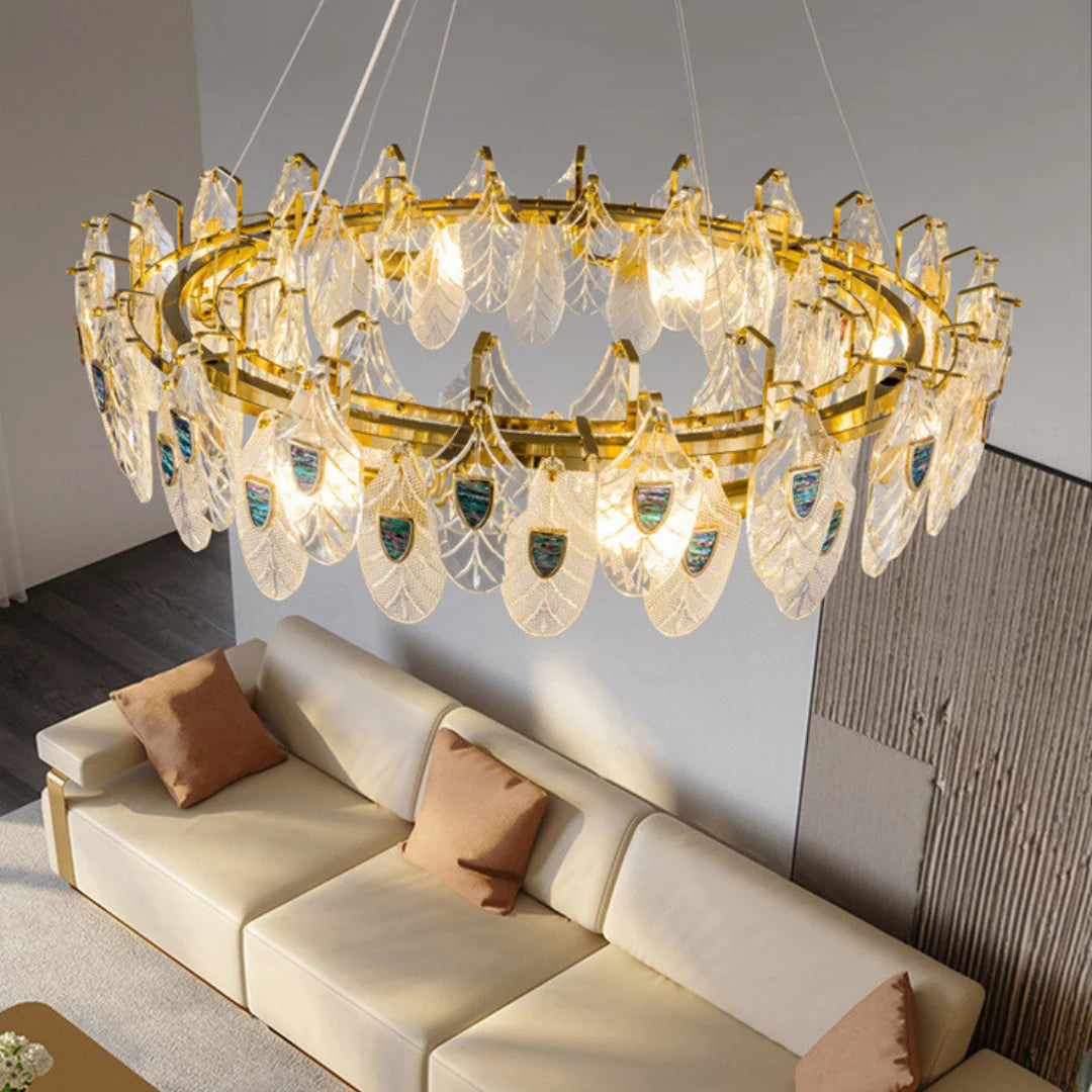 Feather Crystal Abalone Chandelier