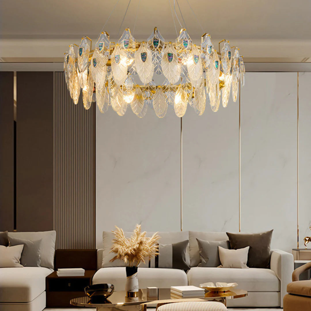 Feather Crystal Abalone Chandelier